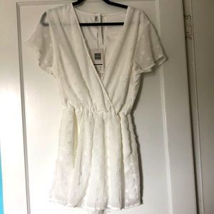 White Flutter Sleeve Romper